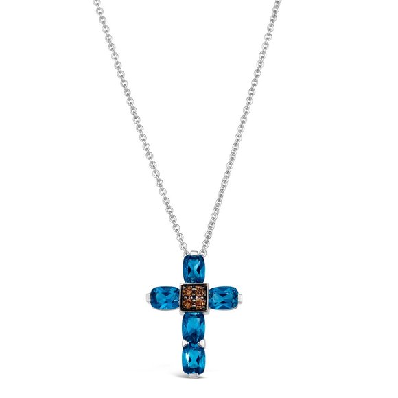 Le Vian Chocolatier Pendant featuring Deep Sea Blue Topaz Chocolate Diamonds - Picture 1 of 3